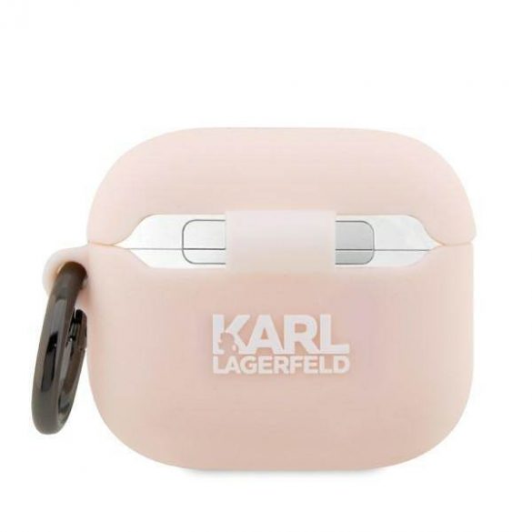 Husa Karl Lagerfeld KLA3RUNCHP pentru AirPods 3, husa różowy/roz din silicon Choupette Head 3D