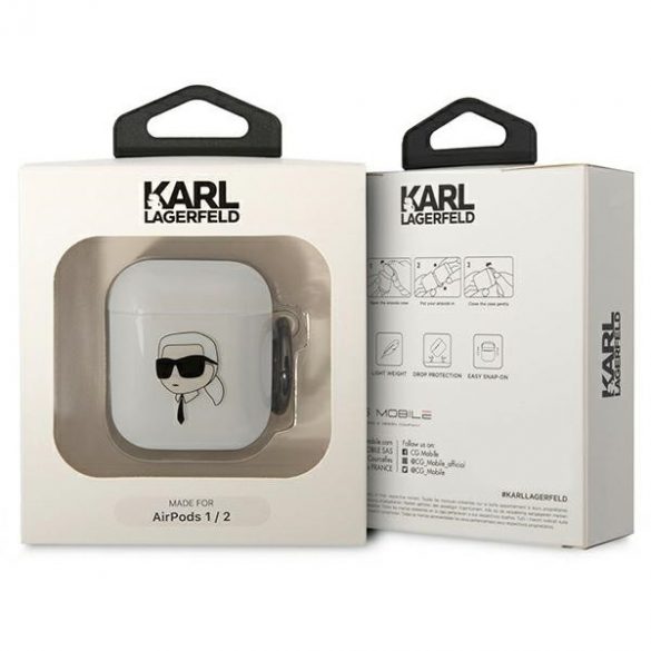 Husa Karl Lagerfeld KLA2HNIKTCT AirPods 1/2 transparent Karl's Head