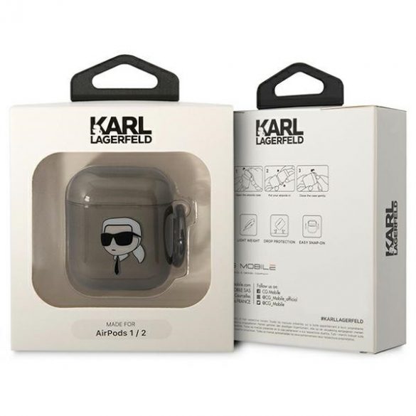 Husa pentru AirPods 1/2 Karl Lagerfeld KLA2HNIKTCK, negru/czarny Karl's Head