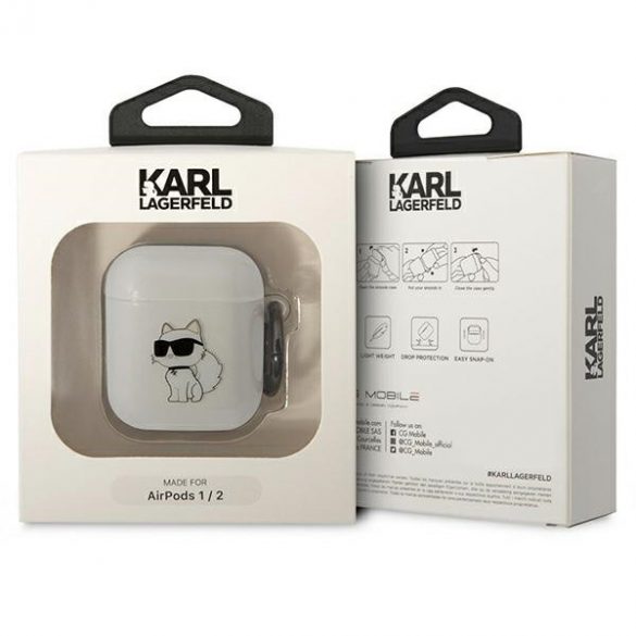 Karl Lagerfeld KLA2HNCHTCT Airpods 1/2 Husă transparent Ikonik Choupette