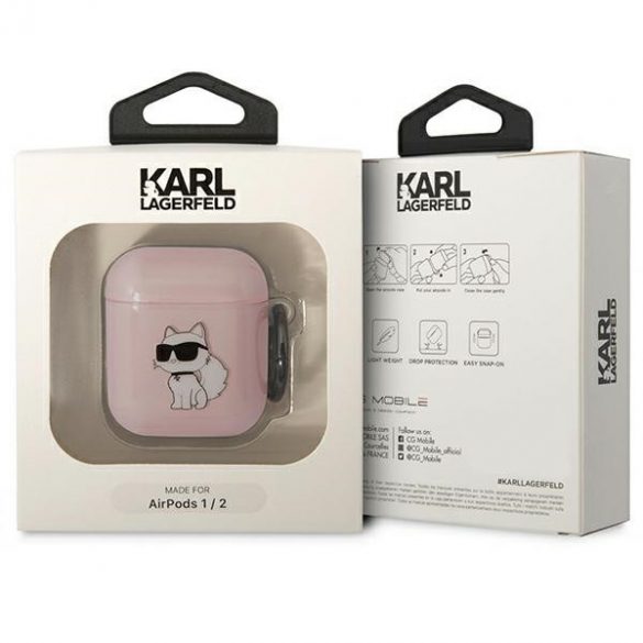 Karl Lagerfeld KLA2HNCHTCP Airpods 1/2 Husă roz/roz Ikonik Choupette