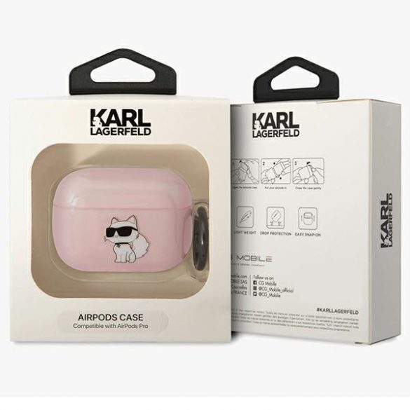 Karl Lagerfeld KLAPHNCHTCP Airpods Pro Husă roz/roz Ikonik Choupette