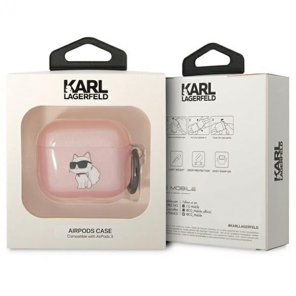 Karl Lagerfeld KLA3HNCHTCP Airpods 3 Husă roz/roz Ikonik Choupette