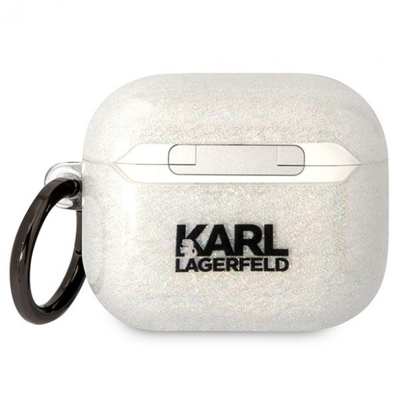 Karl Lagerfeld KLA3HNKCTGT Airpods 3 Husă transparent Glitter Karl&Choupette