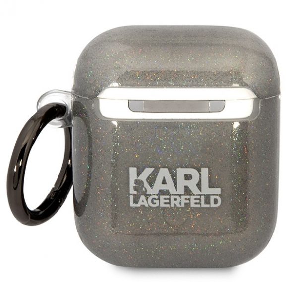 Karl Lagerfeld KLA2HNKCTGK Husă Airpods 1/2 czarny/negru Glitter Karl&Chouppete