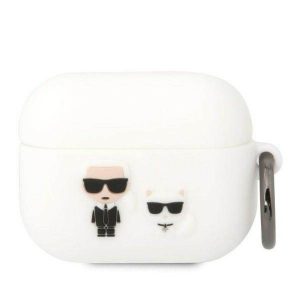 Husa Karl Lagerfeld KLACAPSILKCW AirPods Pro biał/alb Silicon Karl & Choupette