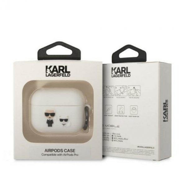 Husa Karl Lagerfeld KLACAPSILKCW AirPods Pro biał/alb Silicon Karl & Choupette