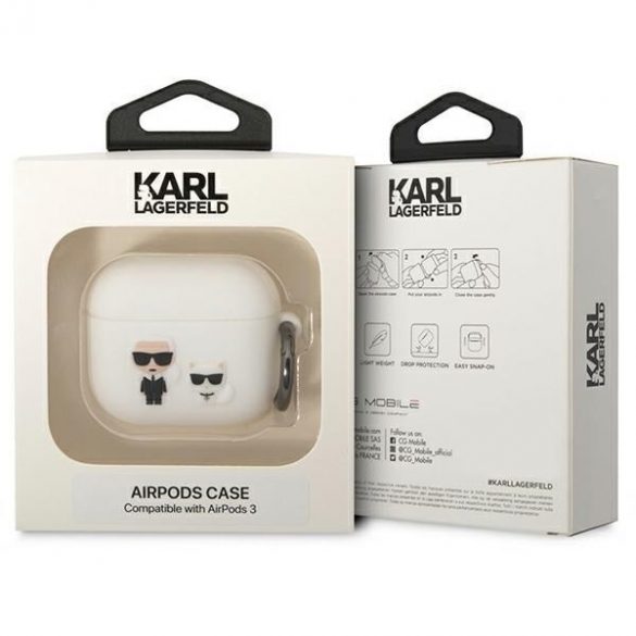 Karl Lagerfeld KLACA3SILKCW Husa AirPods 3 biały/alb Silicon Karl & Choupette