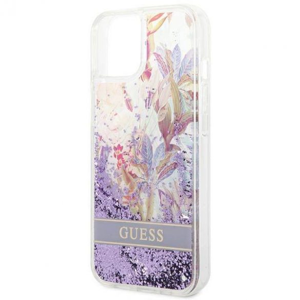 Guess GUHCP14SLFLSU iPhone 14 / 15 / 13 6.1" fioletowy/violet hardcase Flower Liquid Glitter