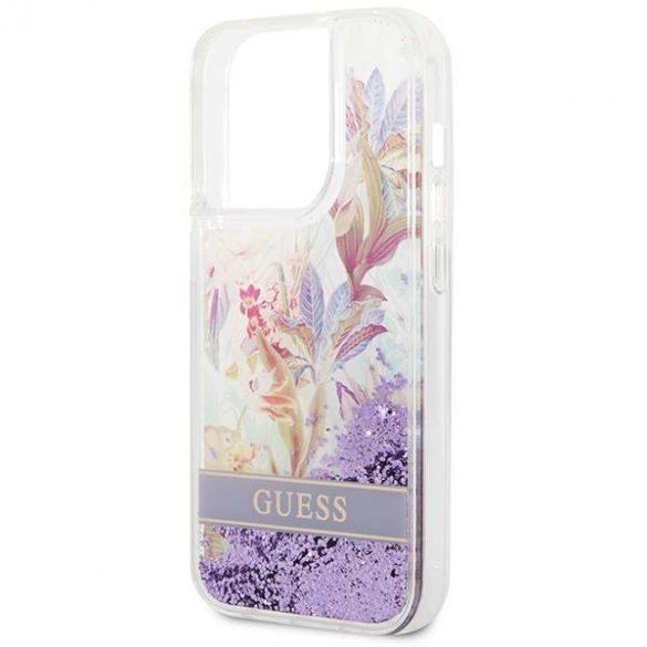 Guess GUHCP14XLFLSU iPhone 14 Pro Max 6,7" husă rigidă violet/violet Husă Flower Liquid Glitter