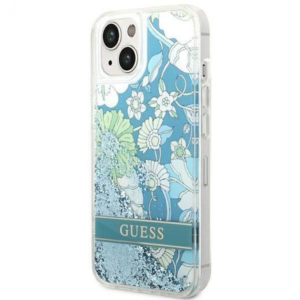 Guess GUHCP14SLFLSN iPhone 14 / 15 / 13 6.1" zielony/verde hardcase Flower Liquid Glitter