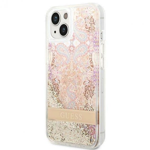 Guess GUHCP14MLFLSD iPhone 14 Plus / 15 Plus 6.7" gold/gold hard Husă Paisley Liquid Glitter