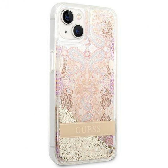 Guess GUHCP14MLFLSD iPhone 14 Plus / 15 Plus 6.7" gold/gold hard Husă Paisley Liquid Glitter