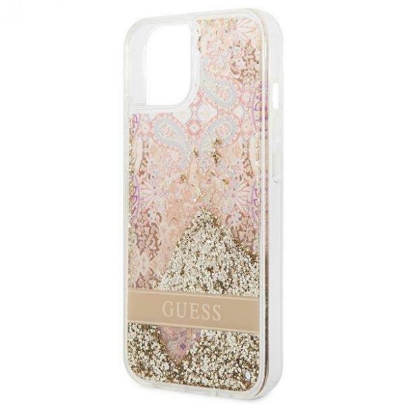 Guess GUHCP14MLFLSD iPhone 14 Plus / 15 Plus 6.7" gold/gold hard Husă Paisley Liquid Glitter