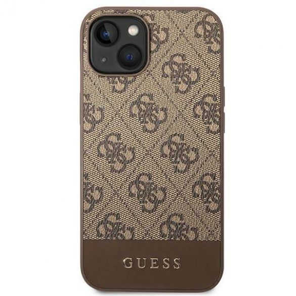 Guess GUHCP14SG4GLBR iPhone 14 / 15 / 13 6.1" husă rigidă maro/brązowy Colecția 4G Stripe