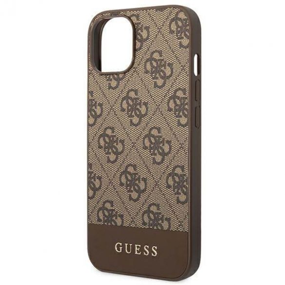 Guess GUHCP14SG4GLBR iPhone 14 / 15 / 13 6.1" husă rigidă maro/brązowy Colecția 4G Stripe