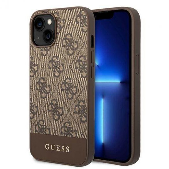 Guess GUHCP14MG4GLBR iPhone 14 Plus / 15 Plus 6.7" husă dur maro/brązowy Colecția 4G Stripe