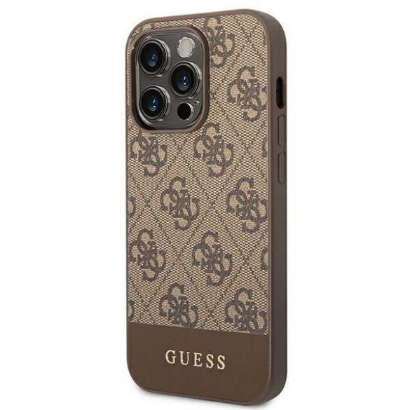 Guess GUHCP14LG4GLBR Husă rigidă pentru iPhone 14 Pro 6,1" maro/brązowy 4G Stripe Collection