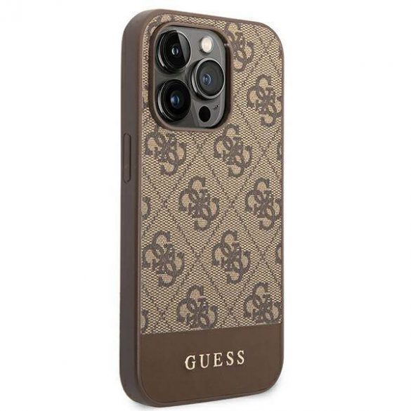 Guess GUHCP14LG4GLBR Husă rigidă pentru iPhone 14 Pro 6,1" maro/brązowy 4G Stripe Collection