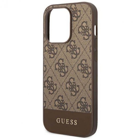 Guess GUHCP14LG4GLBR Husă rigidă pentru iPhone 14 Pro 6,1" maro/brązowy 4G Stripe Collection