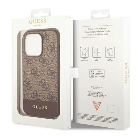 Guess GUHCP14LG4GLBR Husă rigidă pentru iPhone 14 Pro 6,1" maro/brązowy 4G Stripe Collection