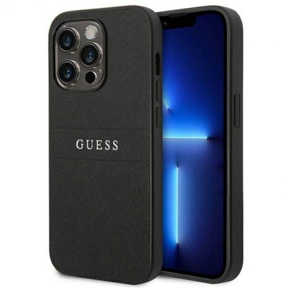 Husă Guess GUHCP14LPSASBBK pentru iPhone 14 Pro, 6,1 inchi, neagră/curea Saffiano