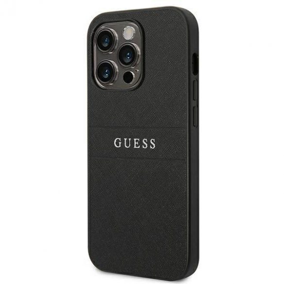 Husă Guess GUHCP14LPSASBBK pentru iPhone 14 Pro, 6,1 inchi, neagră/curea Saffiano