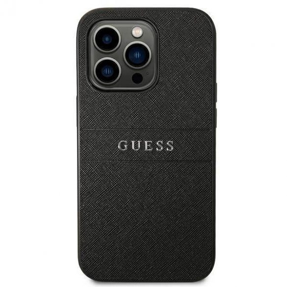 Husă Guess GUHCP14LPSASBBK pentru iPhone 14 Pro, 6,1 inchi, neagră/curea Saffiano