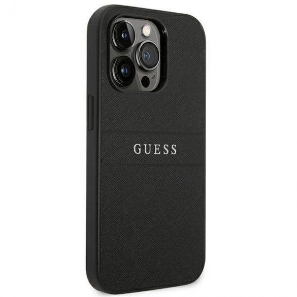 Husă Guess GUHCP14LPSASBBK pentru iPhone 14 Pro, 6,1 inchi, neagră/curea Saffiano