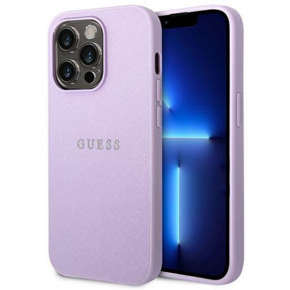 Husă Guess GUHCP14LPSASBPU pentru iPhone 14 Pro 6,1 inchi, culoarea fioletowy/violet Saffiano Strap