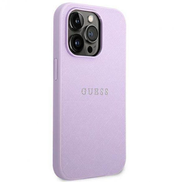 Husă Guess GUHCP14LPSASBPU pentru iPhone 14 Pro 6,1 inchi, culoarea fioletowy/violet Saffiano Strap