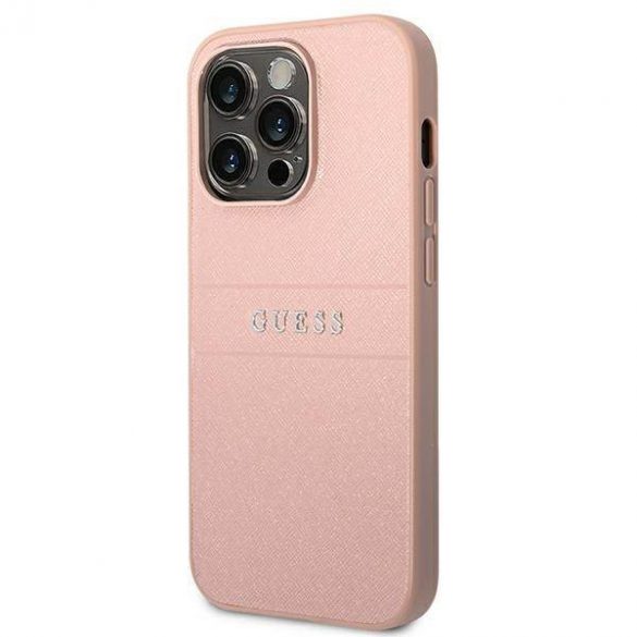 Husă Guess GUHCP14LPSASBPI pentru iPhone 14 Pro 6,1" rożowy/roz Saffiano Strap