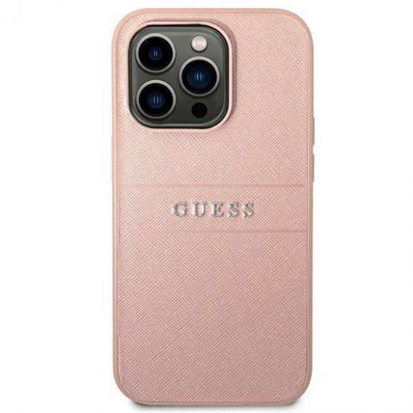 Husă Guess GUHCP14LPSASBPI pentru iPhone 14 Pro 6,1" rożowy/roz Saffiano Strap