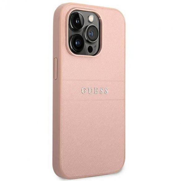 Husă Guess GUHCP14LPSASBPI pentru iPhone 14 Pro 6,1" rożowy/roz Saffiano Strap