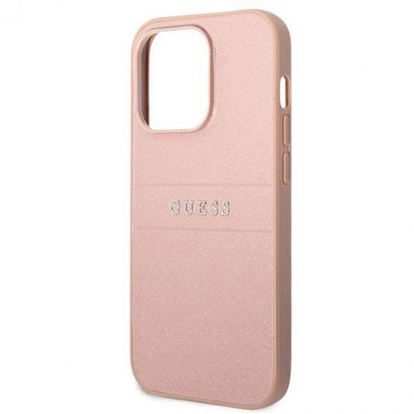 Husă Guess GUHCP14LPSASBPI pentru iPhone 14 Pro 6,1" rożowy/roz Saffiano Strap