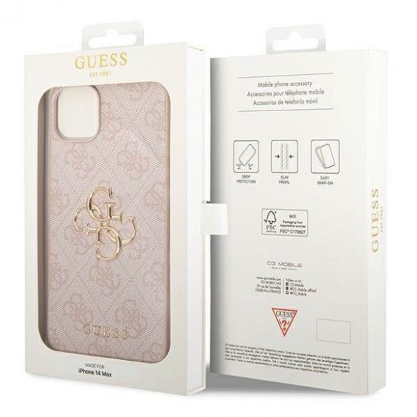 Guess GUHCP14S4GMGPI iPhone 14 / 15 / 13 6.1" roz/roz hard Husă 4G Big Metal Logo