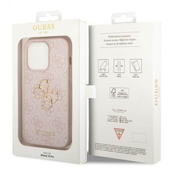 Guess GUHCP14L4GMGPI iPhone 14 Pro 6,1" husă rigidă rozowy/roz 4G Big Metal Logo