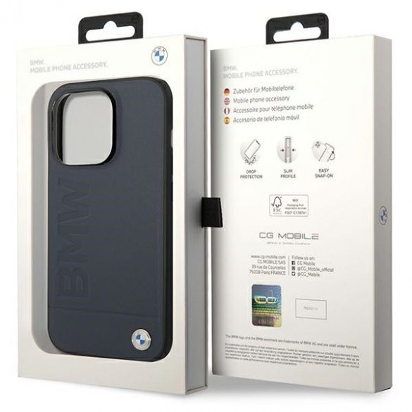 Etui BMW BMHMP14LSLLNA iPhone 14 Pro 6,1 granatowy/marine hardcase Leather Hot Stamp MagSafe"