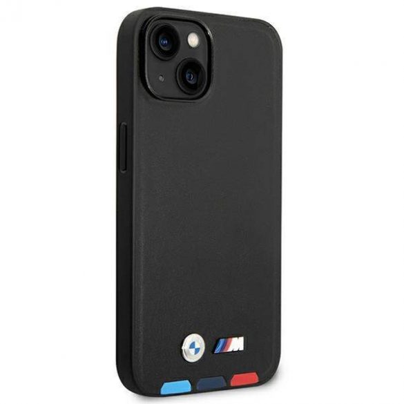 Etui BMW BMHMP14M22PTDK iPhone 14 Plus / 15 Plus 6,7" czarny/black Leather Stamp Tricolor Magsafe