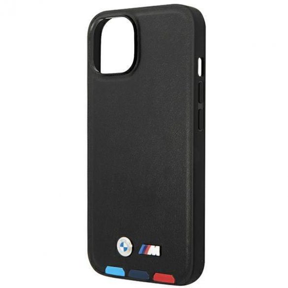 Etui BMW BMHMP14M22PTDK iPhone 14 Plus / 15 Plus 6,7" czarny/black Leather Stamp Tricolor Magsafe