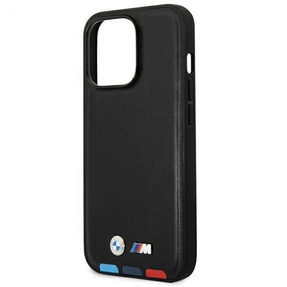 Etui BMW BMHMP14L22PTDK Husă pentru iPhone 14 Pro 6,1" czarny/negru din piele Stamp Tricolor Magsafe