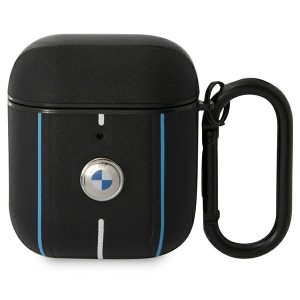 BMW BMA222RVSK Husă AirPods 1/2 czarny/negru Linii de culoare din piele