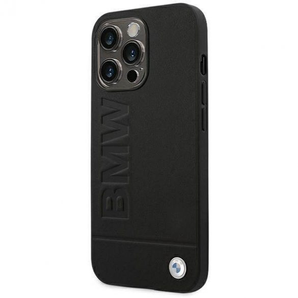 Etui BMW BMHCP14LSLLBK Husă cu ștampilă din piele pentru iPhone 14 Pro 6,1" czarny/negru