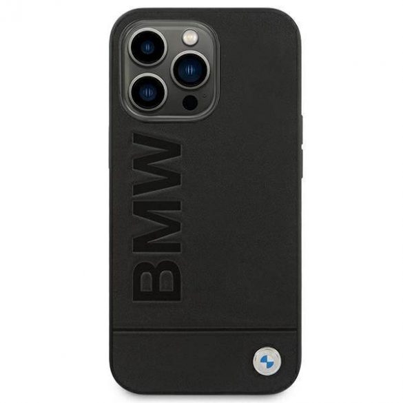 Etui BMW BMHCP14LSLLBK Husă cu ștampilă din piele pentru iPhone 14 Pro 6,1" czarny/negru