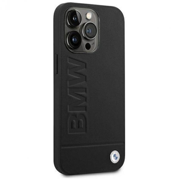 Etui BMW BMHCP14LSLLBK Husă cu ștampilă din piele pentru iPhone 14 Pro 6,1" czarny/negru