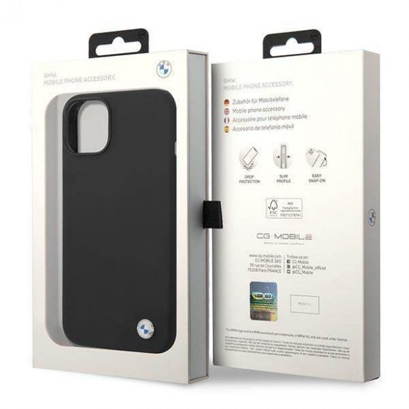 Etui BMW BMHCP14SSILBK iPhone 14 / 15 / 13 6.1" czarny/negru Silicone Metal Logo