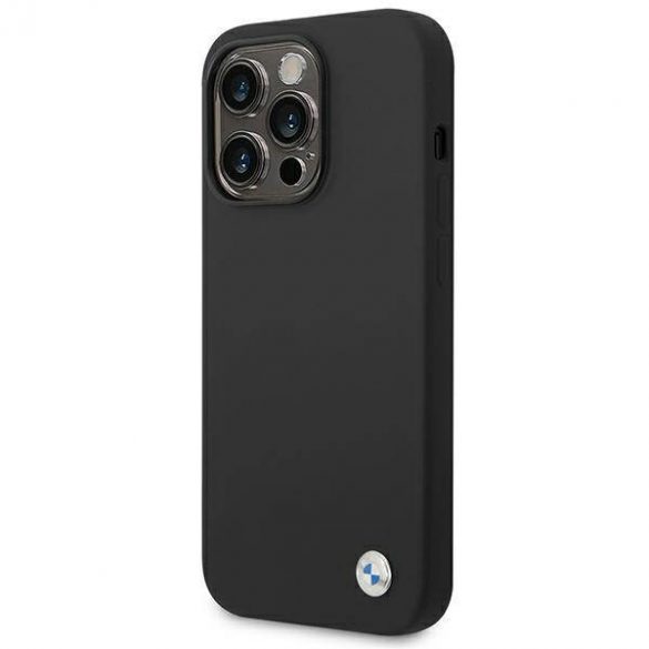 Etui BMW BMHCP14LSILBK Husă pentru iPhone 14 Pro 6,1" czarny/negru Silicone Metal Logo