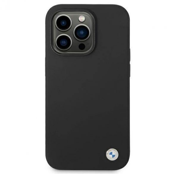 Etui BMW BMHCP14LSILBK Husă pentru iPhone 14 Pro 6,1" czarny/negru Silicone Metal Logo