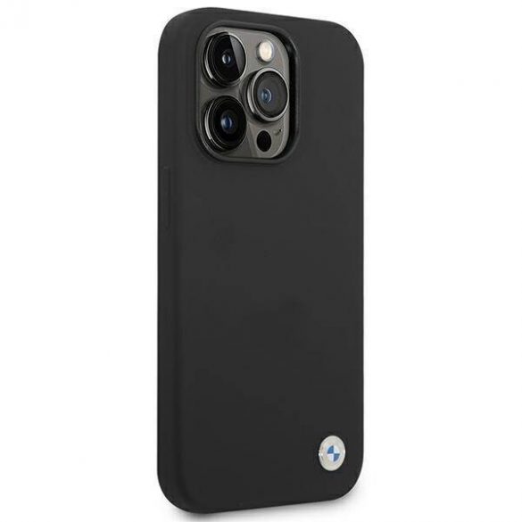 Etui BMW BMHCP14LSILBK Husă pentru iPhone 14 Pro 6,1" czarny/negru Silicone Metal Logo