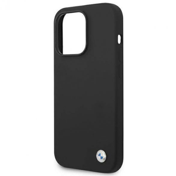 Etui BMW BMHCP14LSILBK Husă pentru iPhone 14 Pro 6,1" czarny/negru Silicone Metal Logo